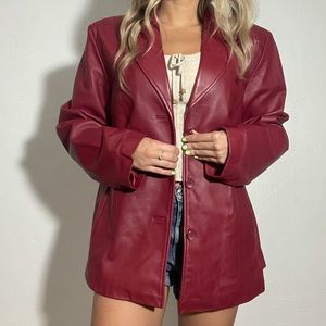 Red 100% Leather Blazer/Coat